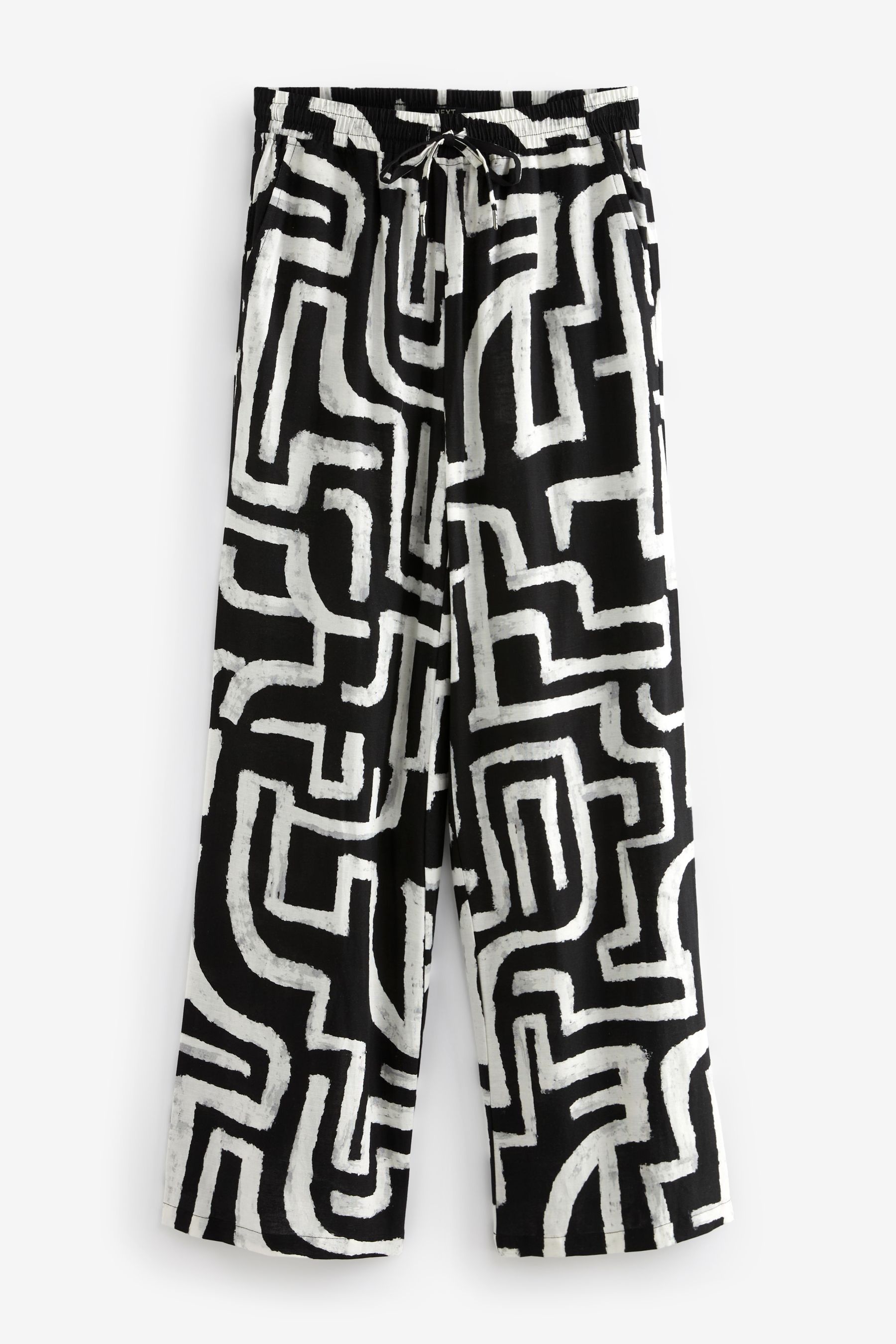 Geometrica monocromatica   - Pantaloni del pigiama in Blend di lino